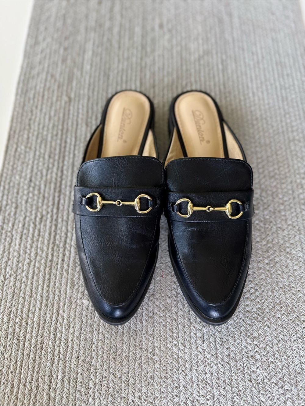 Vintage Black Leather Horsebit Loafers with Gold Hardware